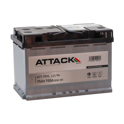 Аккумулятор ATTACK  6ст-75 (0) R+  евро